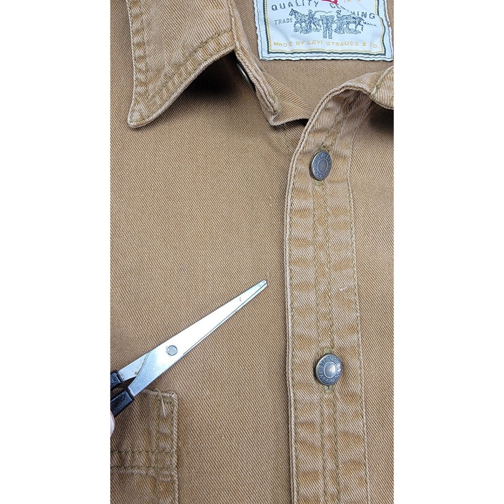 Vintage 90s Levi's Men's Red Tab Duck Canvas Long Sleeve Work Shirt Brown Medium - Picture 10 of 16